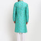 Jompers Men's Green Dupion Printed Kurta Payjama Sets ( JOKP 644Green )