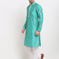 Jompers Men's Green Dupion Printed Kurta Payjama Sets ( JOKP 644Green )