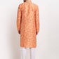 Jompers Men's Orange Dupion Printed Kurta Payjama Sets ( JOKP 644Orange )