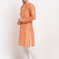 Jompers Men's Orange Dupion Printed Kurta Payjama Sets ( JOKP 644Orange )