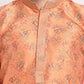 Jompers Men's Orange Dupion Printed Kurta Payjama Sets ( JOKP 644Orange )