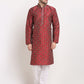 Jompers Men's Maroon Woven Kurta Only ( KO 645Maroon )