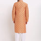 Jompers Men's Orange Woven Kurta Payjama Sets