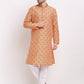 Jompers Men's Orange Woven Kurta Payjama Sets