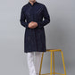 Jompers Men's Navy Embroidered Mirror Work Kurta Pyjama ( JOKP 646Navy )