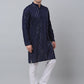 Jompers Men's Navy Embroidered Mirror Work Kurta Pyjama ( JOKP 646Navy )
