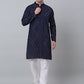 Jompers Men's Navy Embroidered Mirror Work Kurta Pyjama ( JOKP 646Navy )