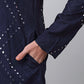 Jompers Men's Navy Embroidered Mirror Work Kurta Pyjama ( JOKP 646Navy )