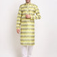 Jompers Men's Multi-Olive Dupion Ikkat Kurta Only ( KO 647Multi-Olive )