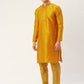 Jompers Men's Mustard Coller Embroidered Woven Design Kurta Only ( KO 649Mustard )