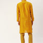 Jompers Men's Mustard Coller Embroidered Woven Design Kurta Only ( KO 649Mustard )