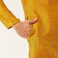 Jompers Men's Mustard Coller Embroidered Woven Design Kurta Only ( KO 649Mustard )
