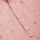 Jompers Men's Pink Coller Embroidered Woven Design Kurta Pyjama ( JOKP 649Pink )