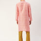 Jompers Men's Pink Coller Embroidered Woven Design Kurta Pyjama ( JOKP 649Pink )