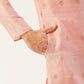 Jompers Men's Pink Coller Embroidered Woven Design Kurta Pyjama ( JOKP 649Pink )