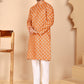 Floral Printed Kurta with Churidar for Men (JOKP P 650 Orange ) [FF] [Q-1-6]