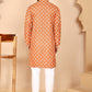 Floral Printed Kurta with Churidar for Men (JOKP P 650 Orange ) [FF] [Q-1-6]