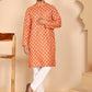 Floral Printed Kurta with Churidar for Men (JOKP P 650 Orange ) [FF] [Q-1-6]