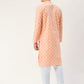 Jompers Men's Peach Cotton Floral printed kurta Only ( KO 650Peach )