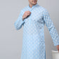 Jompers Men's Sky Cotton Floral printed kurta Pyjama Set ( JOKP 650Sky )