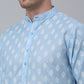 Jompers Men's Sky Cotton Floral printed kurta Pyjama Set ( JOKP 650Sky )
