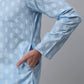 Jompers Men's Sky Cotton Floral printed kurta Pyjama Set ( JOKP 650Sky )