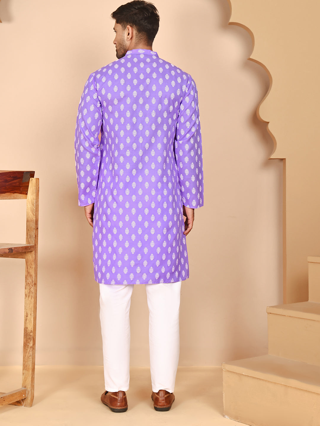 Floral Printed Kurta with Churidar for Men ( JOKP P 650 P 650 Violet ) [FF] [Q-1-6]