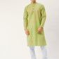 Jompers Men's Green Cotton Ikat printed kurta Pyjama Set ( JOKP 651Green )