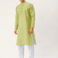 Jompers Men's Green Cotton Ikat printed kurta Pyjama Set ( JOKP 651Green )