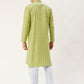 Jompers Men's Green Cotton Ikat printed kurta Pyjama Set ( JOKP 651Green )