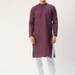 Jompers Men's Maroon Cotton Ikat printed kurta Only