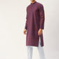 Jompers Men's Maroon Cotton Ikat printed kurta Only