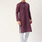 Jompers Men's Maroon Cotton Ikat printed kurta Only