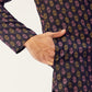 Jompers Men's Navy Cotton Ikat printed kurta Pyjama Set ( JOKP 651Navy )