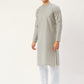 Jompers Men's Grey Cotton printed kurta Only ( KO 652Grey )