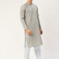 Jompers Men's Grey Cotton printed kurta Only ( KO 652Grey )