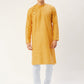 Jompers Men's Mustard Cotton printed kurta Pyjama Set