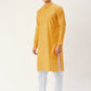 Jompers Men's Mustard Cotton printed kurta Pyjama Set