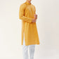 Jompers Men's Mustard Cotton printed kurta Pyjama Set