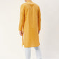 Jompers Men's Mustard Cotton printed kurta Pyjama Set