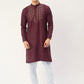 Jompers Men's Maroon Cotton Embroidered Kurta Pyjama ( JOKP 654Maroon )