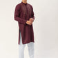 Jompers Men's Maroon Cotton Embroidered Kurta Pyjama ( JOKP 654Maroon )