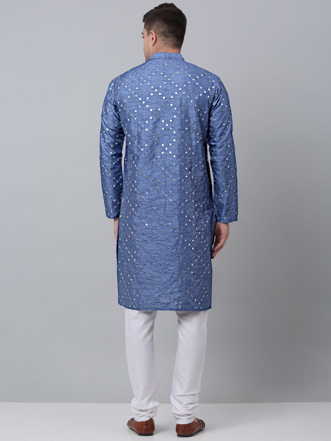 Grey Mirror Work Kurta Pyjama (JOKP 659 Grey )