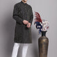 Men Black Embroidered Design Kurta with Pyjamas