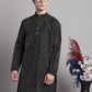 Men Black Embroidered Design Kurta with Pyjamas