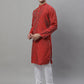 Men Maroon Embroidered Kurta with Pyjamas