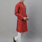 Men Maroon Embroidered Kurta with Pyjamas