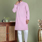 Embroidered & Sequins Cotton Kurta ( ANMKO 678Light-Purple )