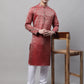 Men Ethnic  Maroon Woven Design Kurta with Pyjamas