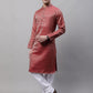 Men Ethnic  Maroon Woven Design Kurta with Pyjamas